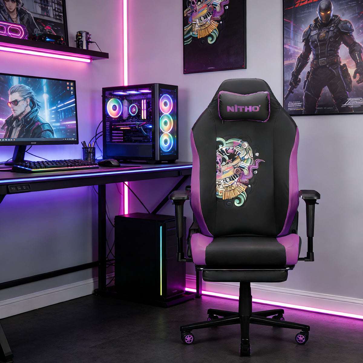 NITHO FORGE GAMING CHAIR VIOLET W/FOOTREST primary product image