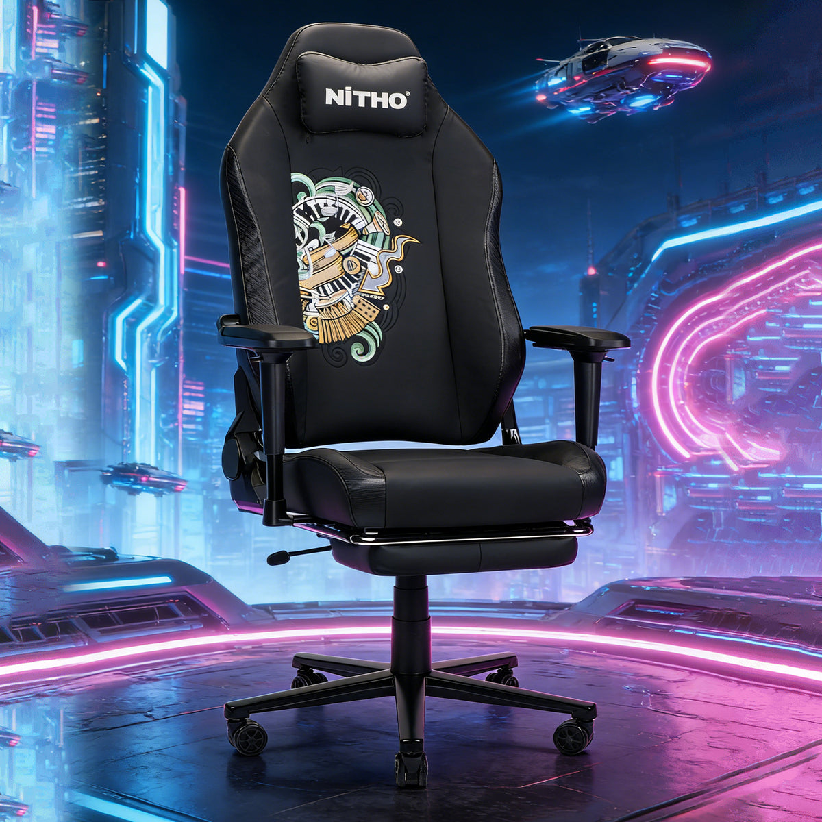 NITHO FORGE GAMING CHAIR BLACK W/FOOTREST primary product image