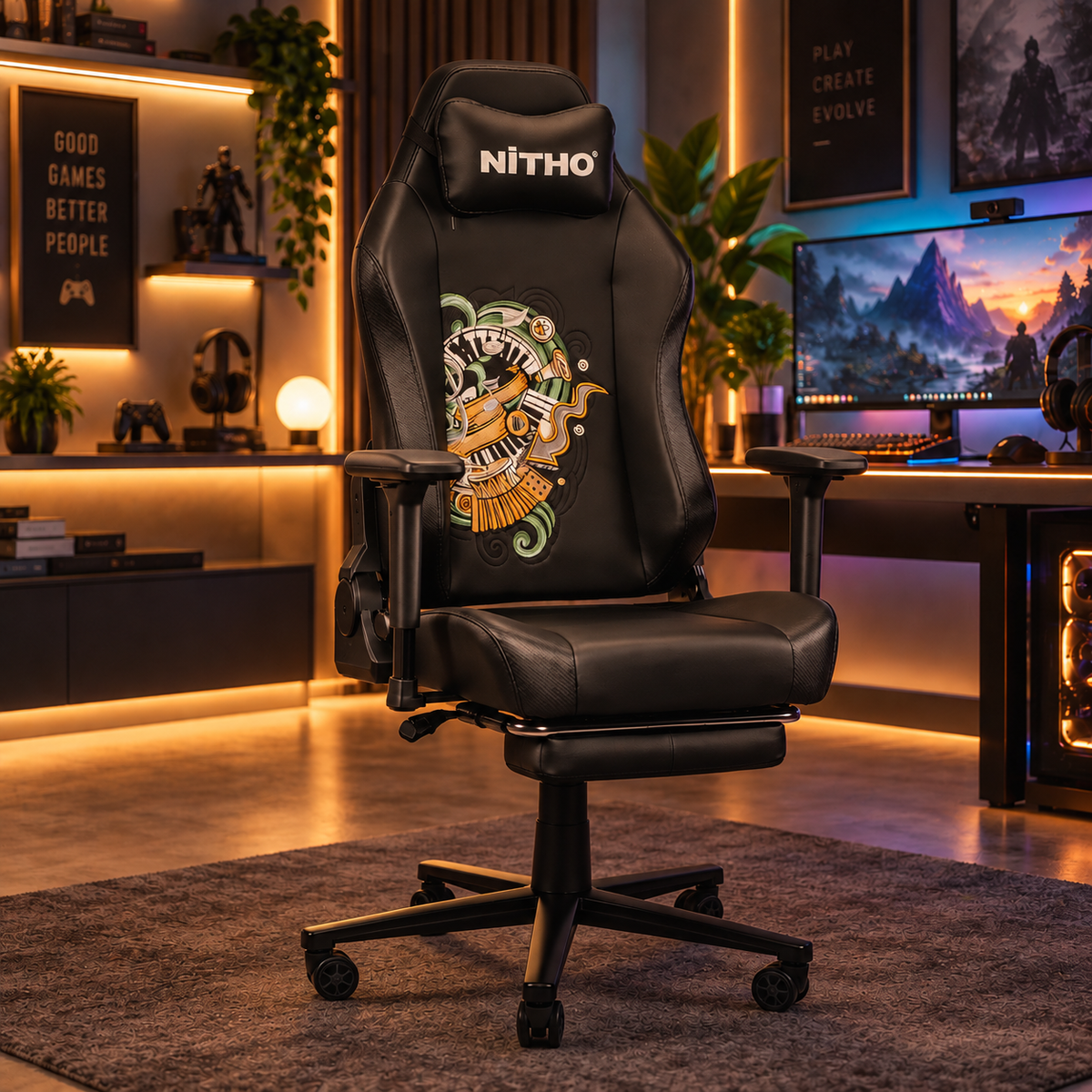NITHO FORGE V2 GAMING CHAIR BLACK W/FOOTREST primary product image