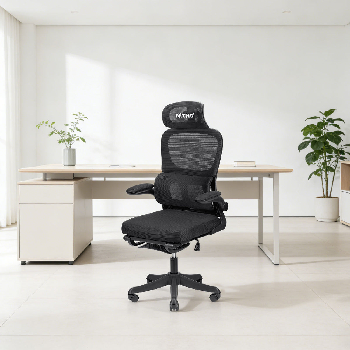 NITHO MC. I MESH CHAIRS BLACK W/FOOTREST primary product image