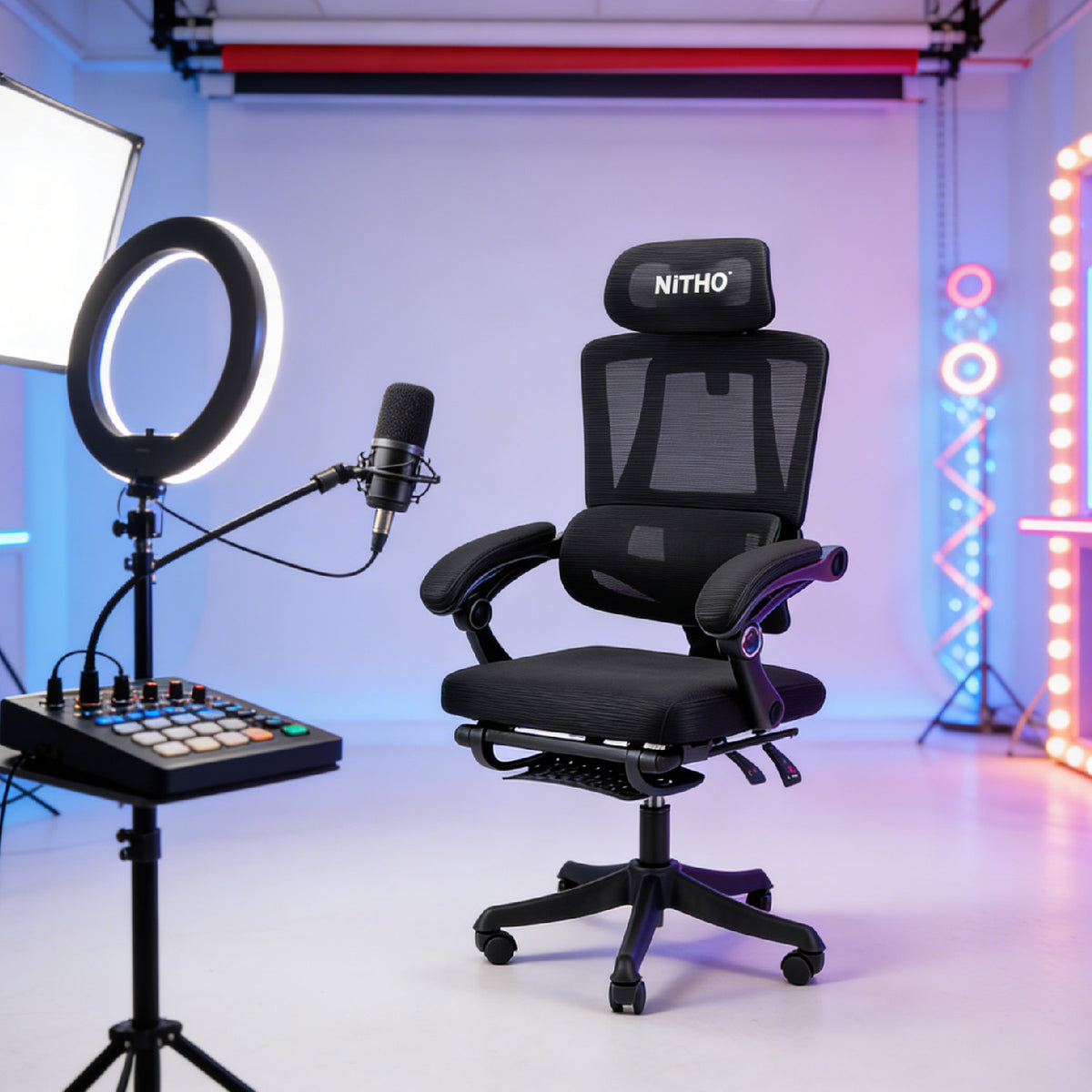 NITHO MC. II MESH CHAIRS BLACK W/FOOTREST primary product image