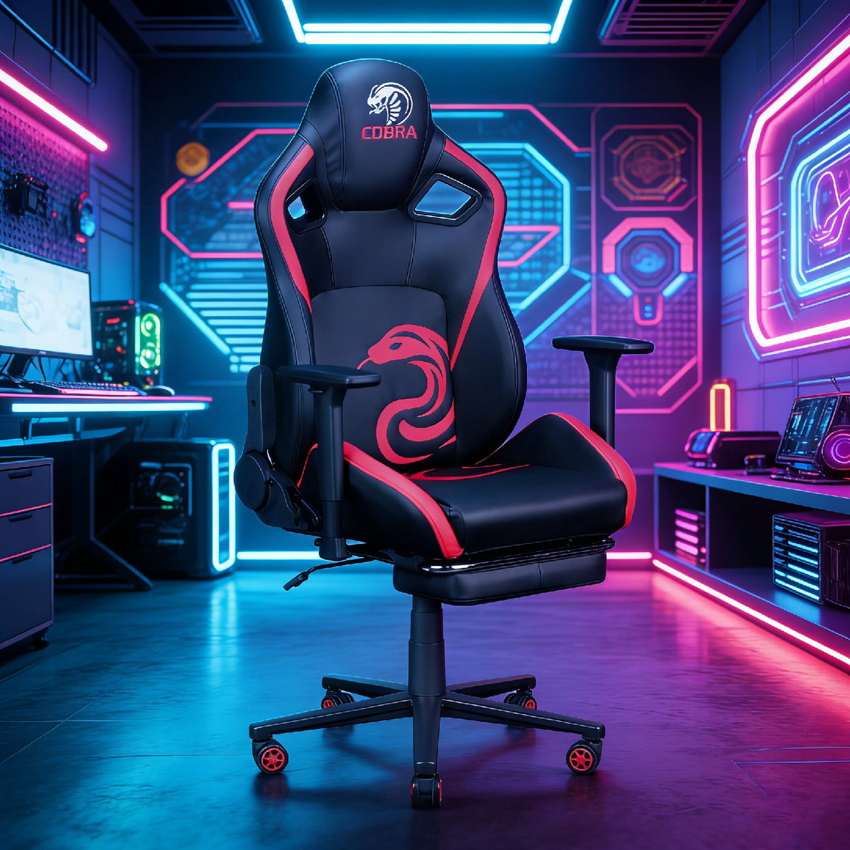 NITHO COBRA GAMING CHAIR RED W/FOOTREST primary product image