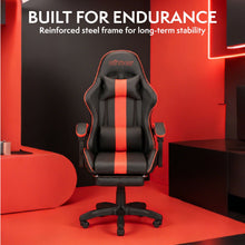 NITHO RAVEN GAMING CHAIR RED W/FOOTREST gallery media 2